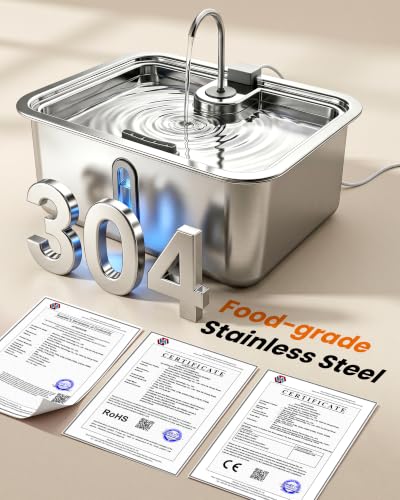 4.75Gal 18L Large Dog Water Fountain Elevated Dog Water Bowl & 3 Filters (Stainless Steel Silver / 4.76Gal Dog Fountain + 3 Filters)