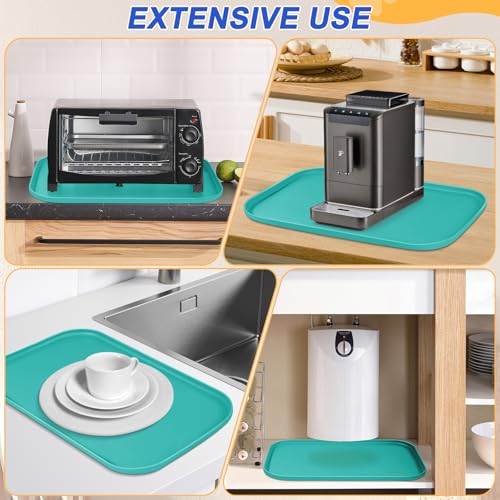 Waterproof Silicone Pet Food Mat with Raised Edge for Dog & Cat (Dark Turquoise / 22"L x 14"W)