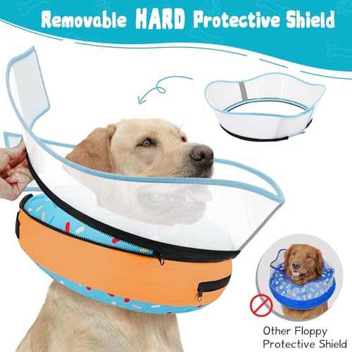 Elevated Inflatable Dog Cone Collar Alternative After Surgery (Donut Blue / M(Neck 9"-12.5"))