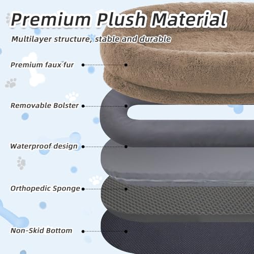 Human Dog Bed for Adult (71.0"L x 45.0"W x 12.0"Th / Khaki)
