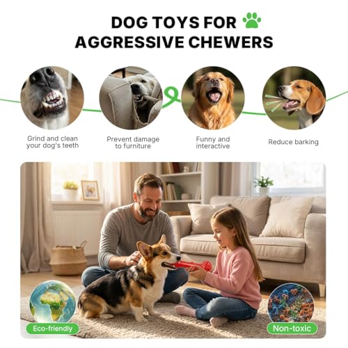 Dog Toys for Aggressive Chewers (Mr. Bone - Red)