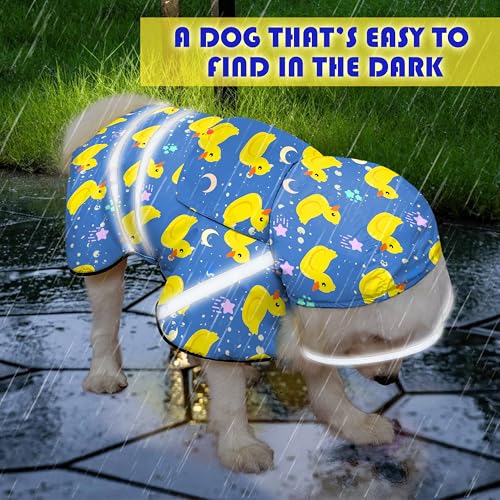 Dog Raincoat Adjustable Rain Jacket with Hooded Double Layer for Large Medium Small Dogs Puppies (Duck Blue / Medium)