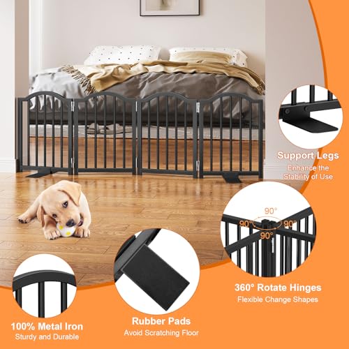 Short Dog Gate Indoor (Black / 4 Panel-16''H, Up to 48''W)