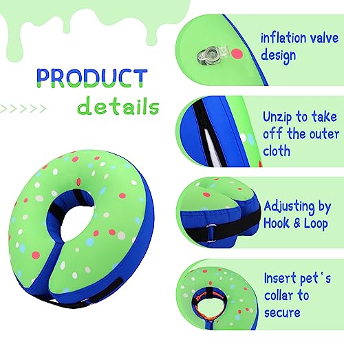 Inflatable Dog Cone Collar Alternative After Surgery (Donut Green / L(Neck 12"-16"))