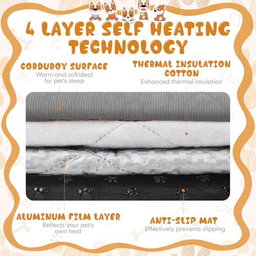 4 Pack Self Warming Pet Mat (Gray / 17.7 x 23.6 Inches)