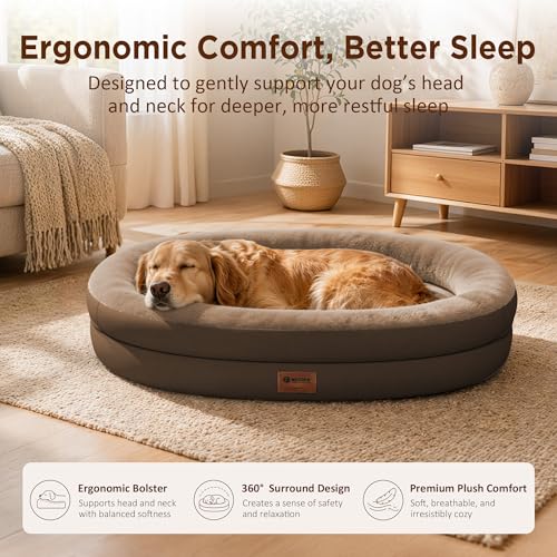 Waterproof Orthopedic Dog Bed for Extra Large Dogs (Coffee / 48"L x 35"W x 7.5"Th)