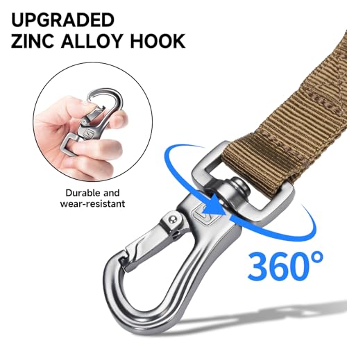 5 6FT Military Bungee Dog Leash Adjustable Elastic (Coyote Brown)