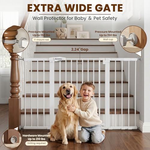 29.7 54.2" Baby Gate for Stairs (White / 29.7-54.2"W x 30"H)
