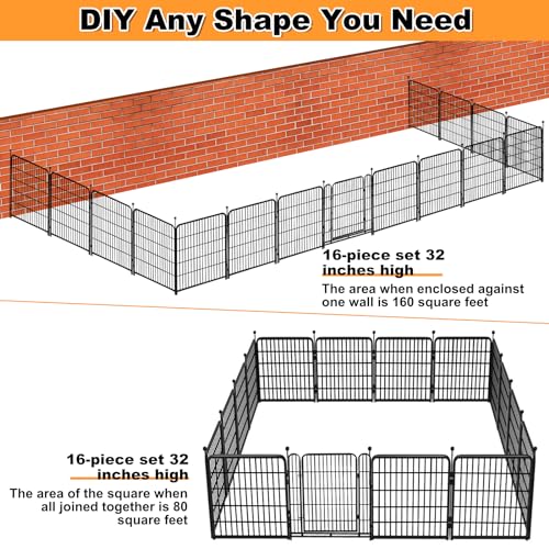 Garden Fences with Gate (32''(H)-16panels-35.4ft(L))