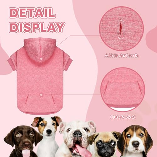 Dog Sweaters for Small Dogs Dog Hoodie Fleece Soft Pet Clothes Sweatshirt with Pocket Pet Hoodie for Small Dogs Puppy Sweater (X-Small / Pink)