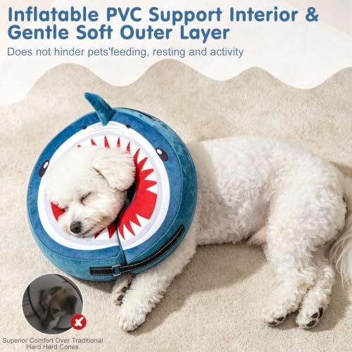 Dog Cone Collar Alternative After Surgery (Shark Donut / XS(Neck:9.5"-11.5"))