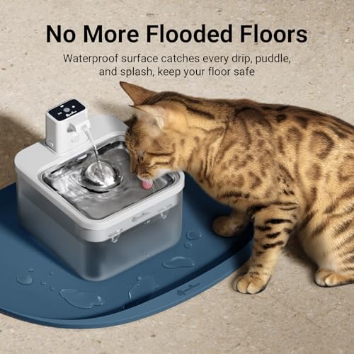 Cat Food Mat Silicone Waterproof Feeding Mat (18"L x 12.5"W / Ocean)