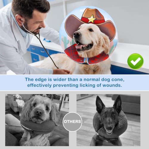Dog Cone Alternative After Surgery Donut Collar (Brown Cowboy / L(Neck 16"-18"))
