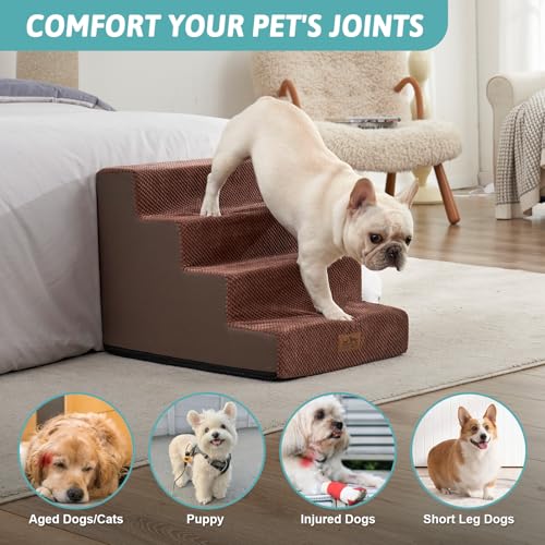 Dog Stairs for Small Dogs (Brown / 17.7x23.6x17.7 inch)