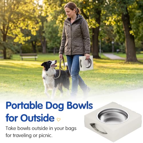 Elevated Dog Bowls Large Breed Raised Dogs Bowl Stand Large (B-White)