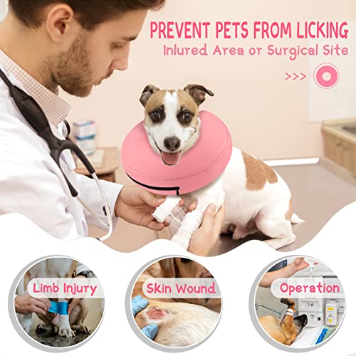 Inflatable Dog Cone Collar Alternative After Surgery (Solid Pink / XL(Neck 14"-18"))
