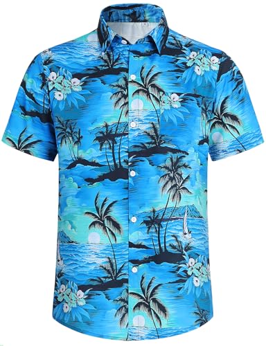 Dog Shirts Hawaii Dog Clothes for Small Medium Large Dogs Owner and Pet Shirts are Sold Separately (M-(44.09"Bust)-for Human / Blue Only for Human)