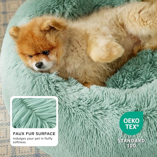 Calming Small Dog Bed Donut Washable Cat＆Puppy Bed (23"L x 23"W x 8"Th / Apple Green)