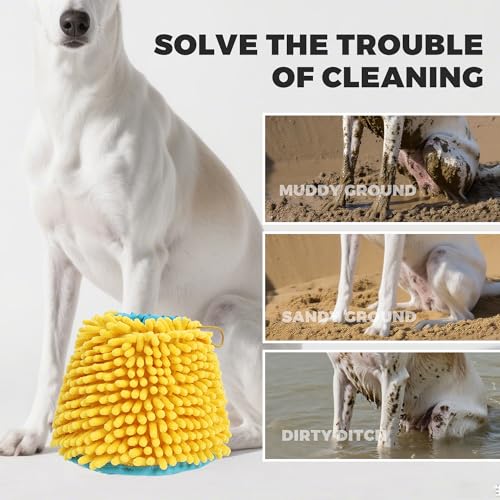 2-in-1 Dog Paw Cleaner & Dryer Cup with Built-In Towel, Portable Pet Foot Cleaning Washer for Mud, Dirt, Sand, and Water, Machine Washable, Foldable Design for Travel (S) (S)