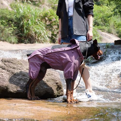 Waterproof Dog Raincoat with Removable Hood (Plum Purple / S (Back 11.5"))