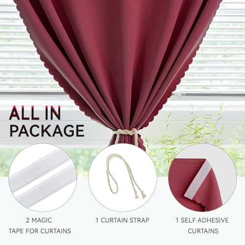 Self Adhesive Blackout Curtains (Burgundy / 59"W x 96"L (Pack of 1))