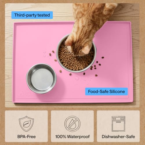 Waterproof Dog Food Mat (Pink / 12" x 8")