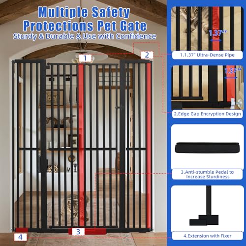 71 Inch Extra Tall Pet Gate for Cats (Black / 29.5-48"wide)