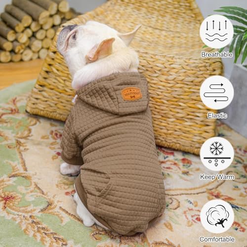 Dog Hoodies Sweater for Small Dogs (Khaki / S (Back: 12",Chest: 16", Neck: 10"))