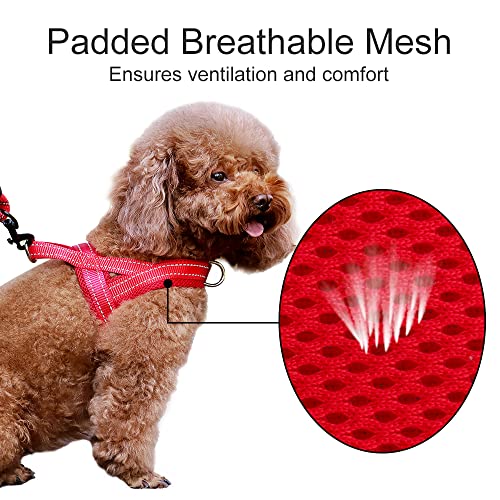 No Pull Dog Harness for Medium Sized Dog (M: chest 19.7"-25.2" / Red)