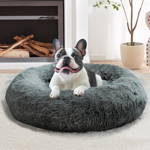 Calming Dog Beds Large Sized Dog (Navy Grey / 36.0"L x 36.0"W x 8.0"Th)