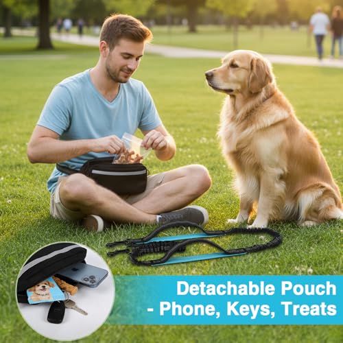 Hands Free Dog Leash with Zipper Pouch (Black)