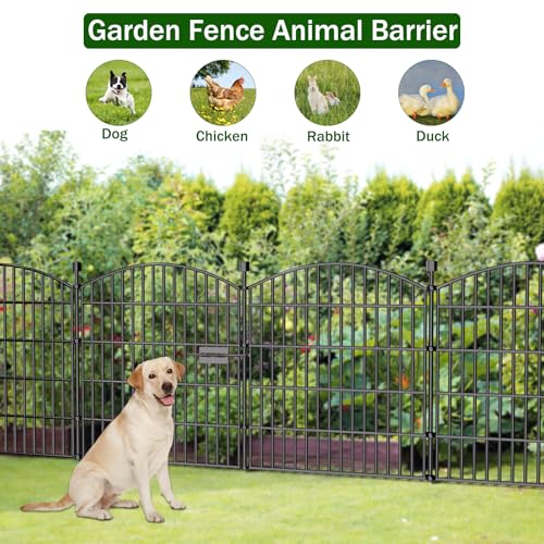 5 Panel No Dig Decorative Garden Fence with Gate 32" H x 11.8'L Dog Barrier (32 in(H) X 11.8 ft(L))