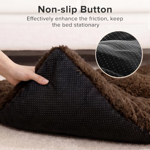 Large Dog Bed Crate Pad (35.0"L x 23.0"W x 3.5"Th / Brown)