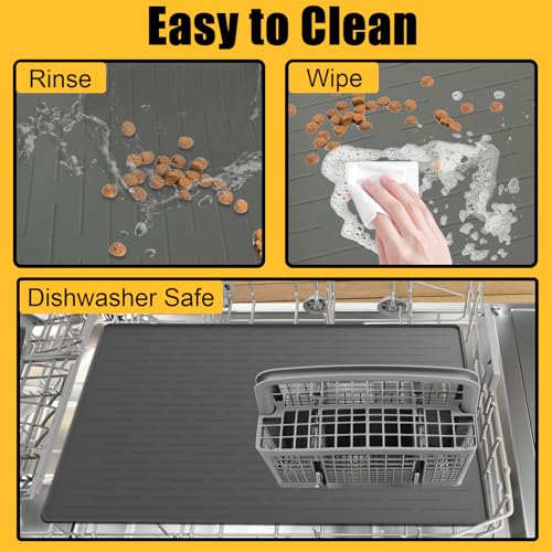 Large Dog Mat for Food and Water (Brown / 31.8"L x 23.8"W)
