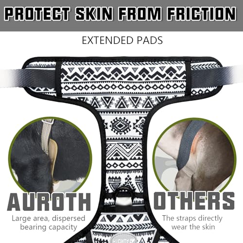 Tactical Dog Harness Medium Sized Dog No Pull Adjustable Dog Vest (Tribal Patterns-Black / M(Neck:16-22",Chest:22-33"),35-50 lbs)
