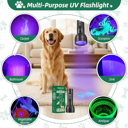 Black Light for Pet Urine Detection UV Flashlight 395nm Pet Urine Detector Light for Cat Pee and Dog Stains Carpets Floors (51 LED)