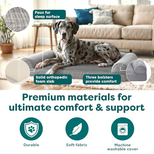 Orthopedic Dog Bed For Large Dogs (Jumbo Plus / Charcoal)
