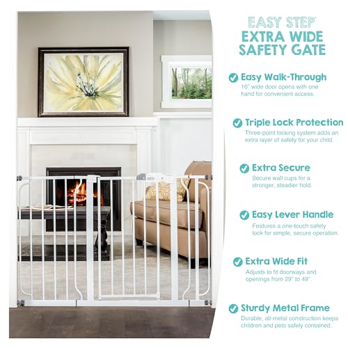 Safety 29" 49" Extra Wide Baby Gate (White / 29-49"W x 30"H)