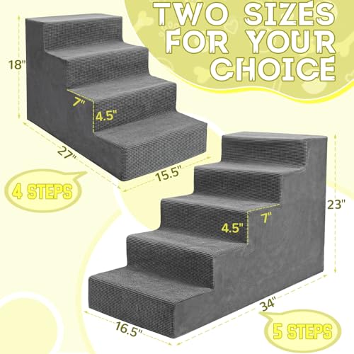 Dog Stairs for Small Dog and Cats (grey / 16.5" x 34" x 23")
