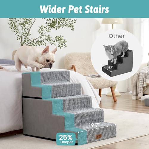 Dog Stairs for Small Dogs (Grey / 19.7x29.5x23.6 inch)