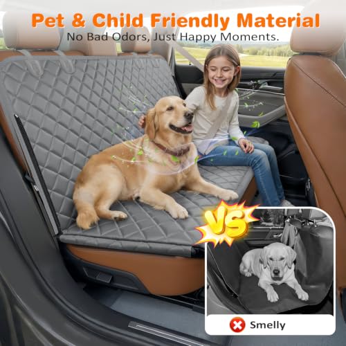 4 in 1 Dog Car Seat Cover for Back Seat (Grey / Standard - 54" Length)