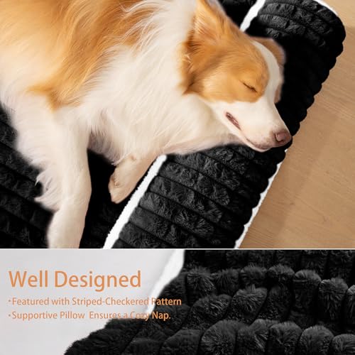 Orthopedic Large Dog Bed Pillow Pet Sofa Bed 56''X40'' Black (Black / 56"L x 40"W x 3.5"Th)