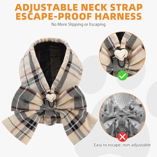 Small Dog Harness and Leash Set (Beige / S (Chest Girth: 13.8"-15.7"))
