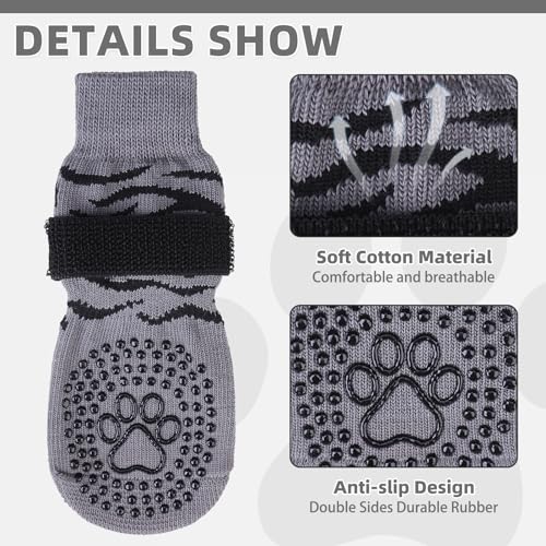Dog Socks for Hot (Tiger Grey / X-Large (4 Pack))
