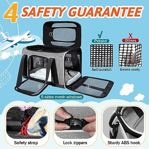 Top Expandable Small Pet Carrier 18"x13"x9.5" Airline Approved (18.0"L x 13.0"W x 9.5"H / Grey)