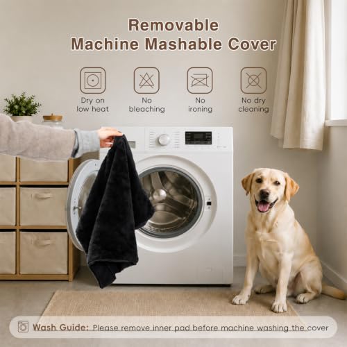 Waterproof Small Dog Bed for Crate with Washable Cover (23.0"L x 17.0"W x 3.0"Th / Black)