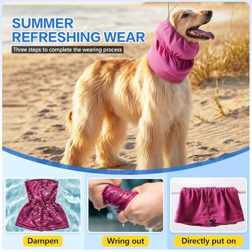 Breathable Dog Cooling Head & Neck Wrap (Rose Red / Large)
