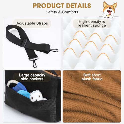 Dog Car Seats for Small Medium Dogs Under 35lbs (Brown / Small/Medium)