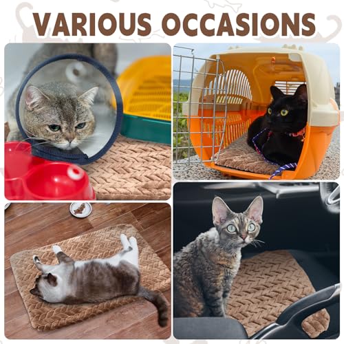 4 Pack Self Warming Cat Bed Mat Self Heating Pad for Dog Extra Warm Winter Pet Pad Washable Thermal Pads Mats for Pets Indoor Outdoor (Camel / 16 x 20 Inch)