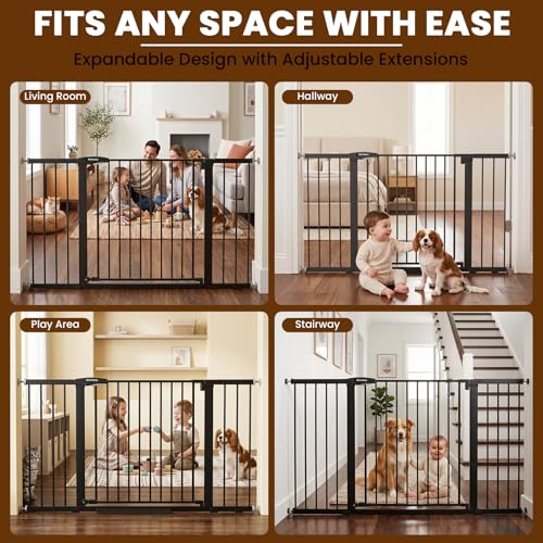36 58" Extra Wide Baby Gate for Stairs (Black / 36-58"W x 30"H)